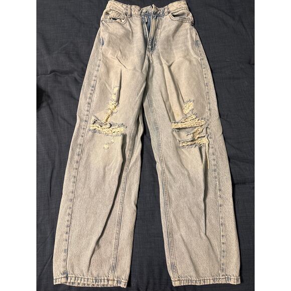 Garage Denim Extra Baggy Distressed Jeans Women's Size 0 Light wash - Picture 1 of 5